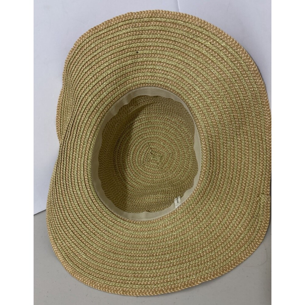 Women's Ladies Paper Straw Sun Hat Beach Pool Natural Color Adjustable Metallic - Picture 7 of 10